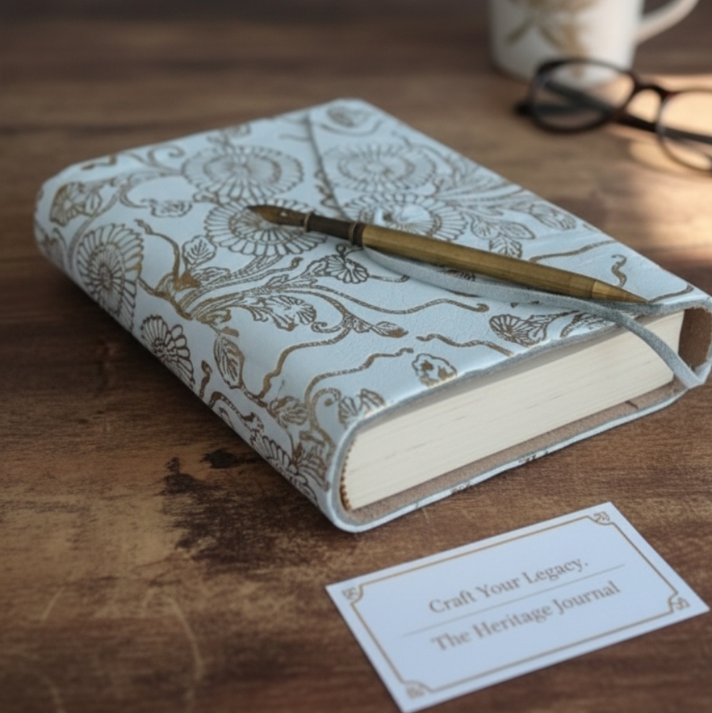 Rare leather bound white/gold sketchbook  9"× 12"